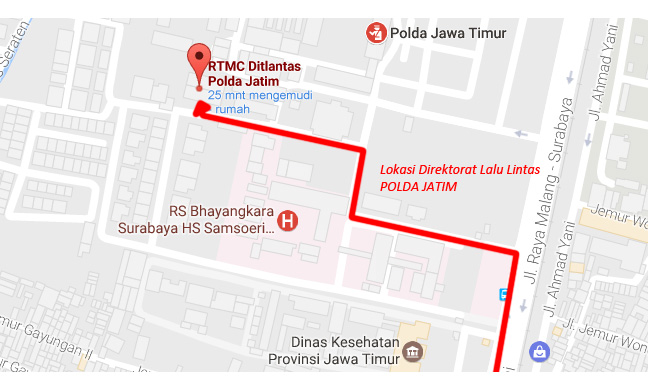 Lokasi Ditlantas Polda Jatim Surabaya