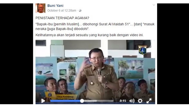 Asal mula video Ahok dari facebook Buni Yani
