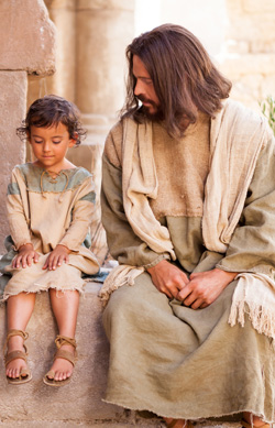 Yesus dan anak kecil. Pesan moralnya adalah...